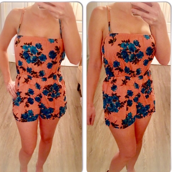 Pants - Light Pink & Blue Floral romper